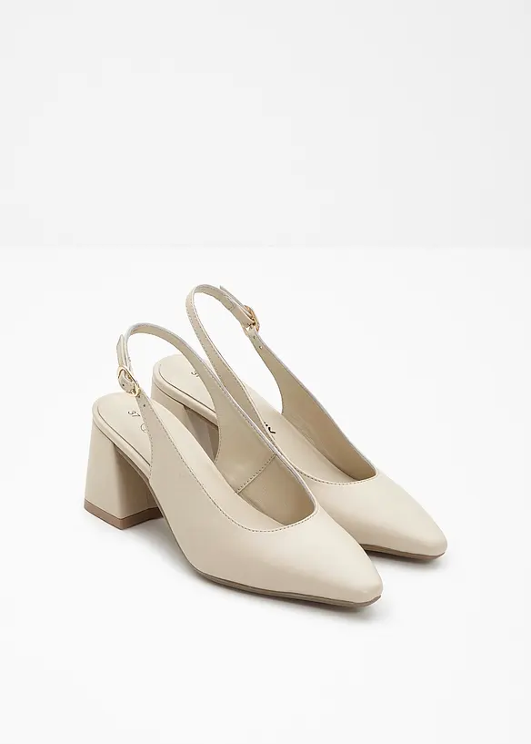 Slingpumps aus Leder in beige - bonprix
