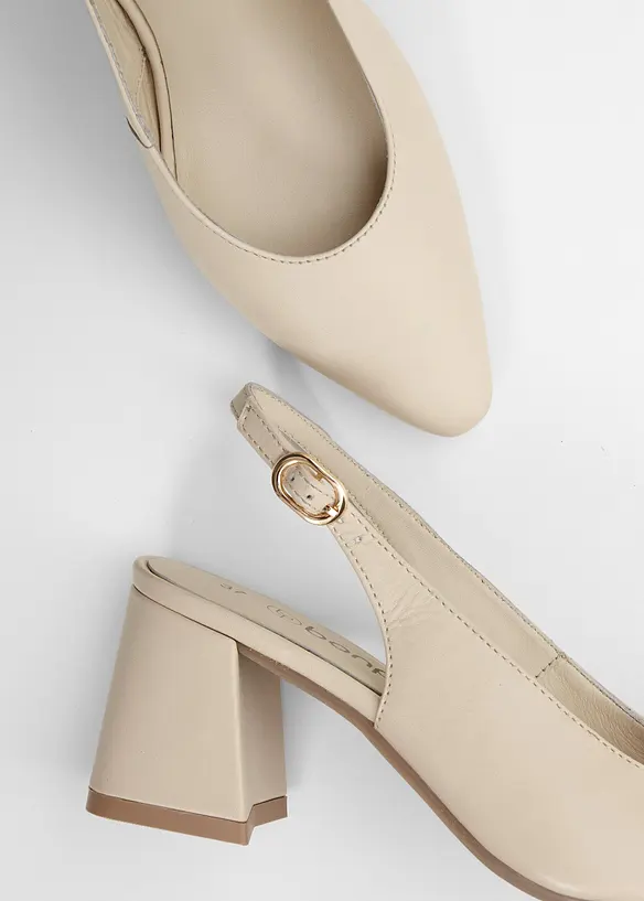 Slingpumps aus Leder in beige - bonprix