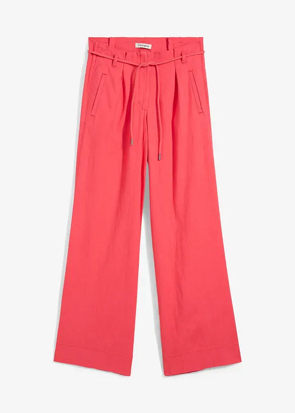 Paperbag-Hose aus luftigem Leinen-Viskose-Mix in pink von vorne - bonprix