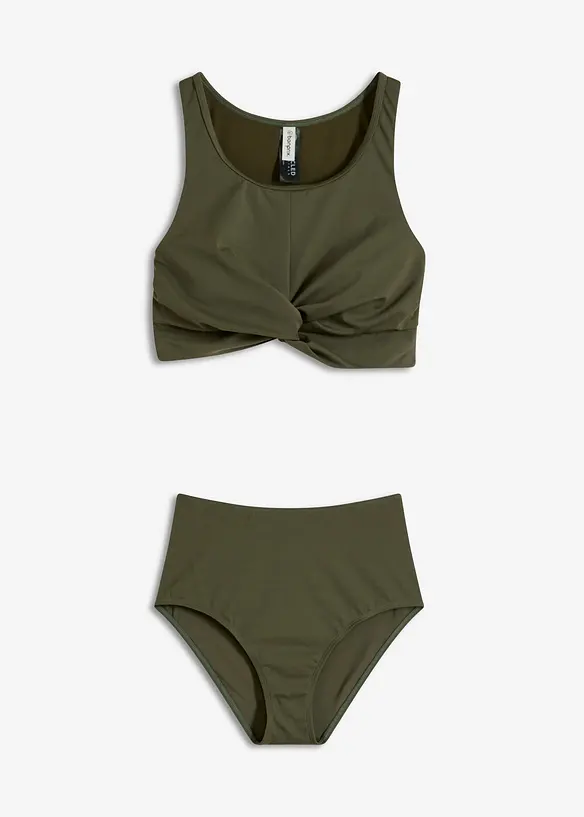 Bustier-Bikini in Wickeloptik (2-tlg.Set) in grün von vorne - bonprix