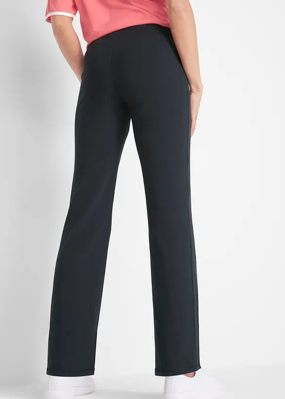 Baumwoll Sporthose mit Stretch, Bootcut in schwarz von hinten - bonprix
