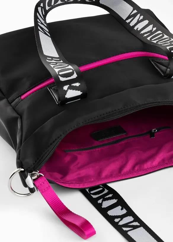 Sporttasche mit Kontrastdetails in schwarz geöffnet - bonprix