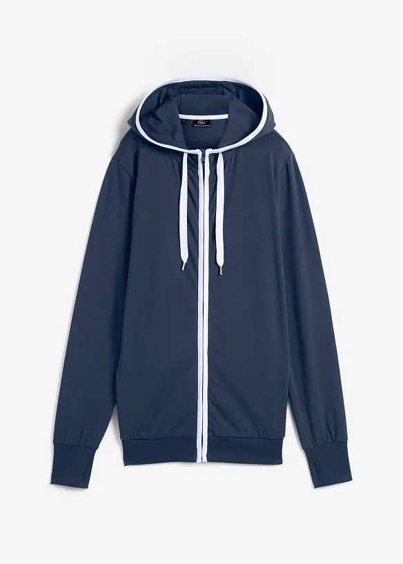 Stretch-Sweatjacke mit Baumwolle in blau von vorne - bonprix