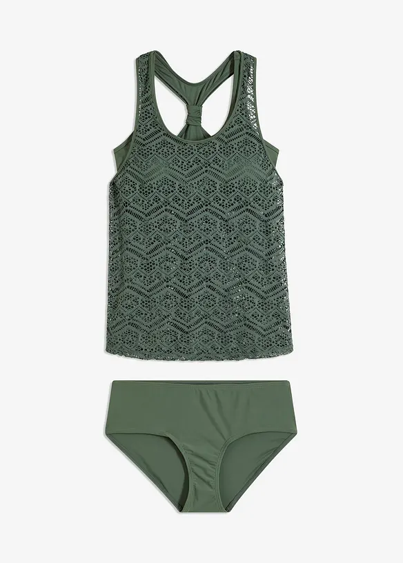 Tankini (2-tlg.Set) in grün von vorne - bonprix
