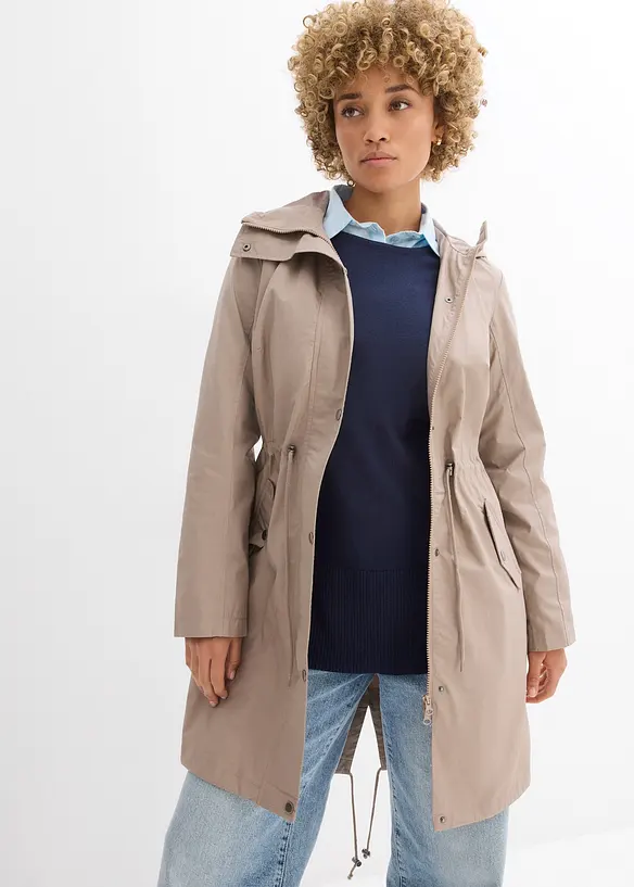 Parka mit Kapuze in braun von vorne (im Anschnitt) - bonprix