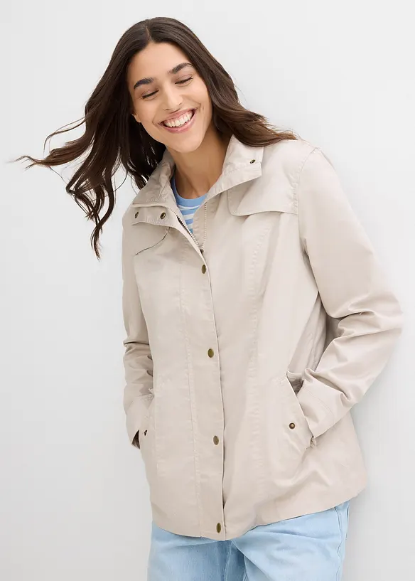Jacke mit Stehkragen in grau von vorne (im Anschnitt) - bonprix
