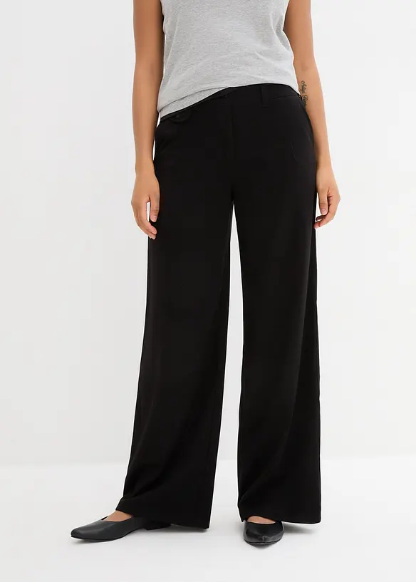 Weite Marlenehose aus Viskose-Mix in schwarz von vorne - bonprix Weite Marlenehose aus Viskose-Mix in schwarz von vorne - bonprix