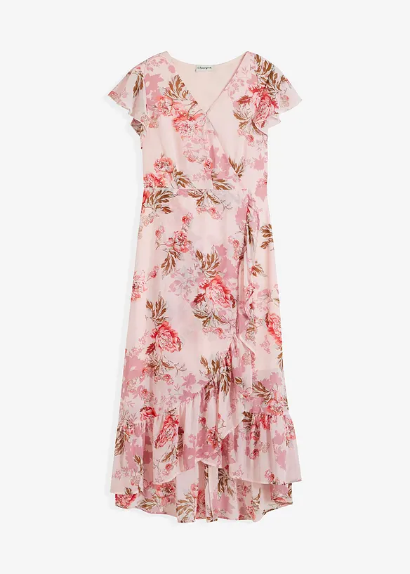 Chiffonkleid mit Volants in rosa von vorne - bonprix