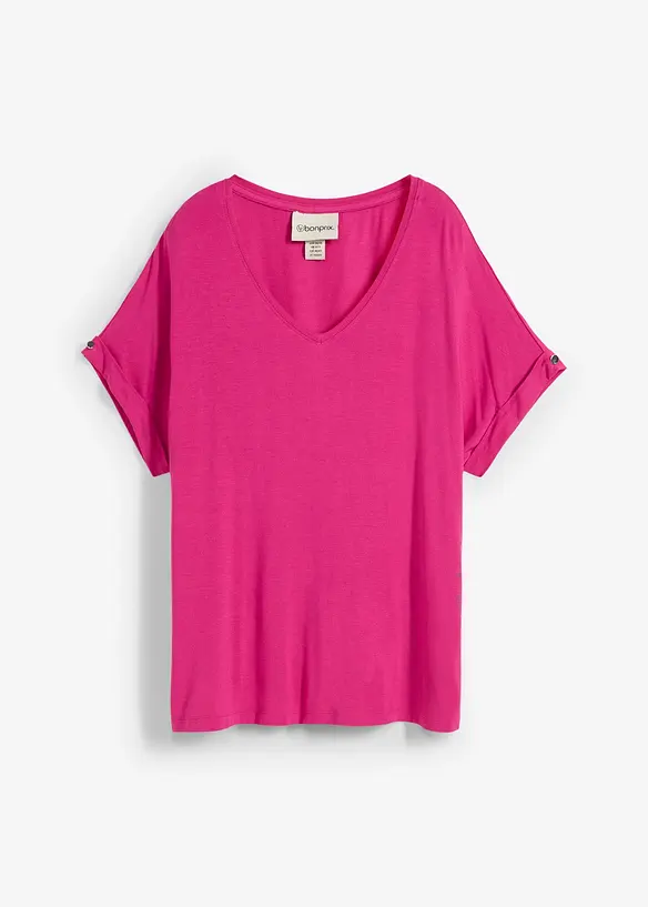 Shirt aus fließendem Viskose-Mix in pink von vorne - bonprix Shirt aus fließendem Viskose-Mix in pink von vorne - bonprix