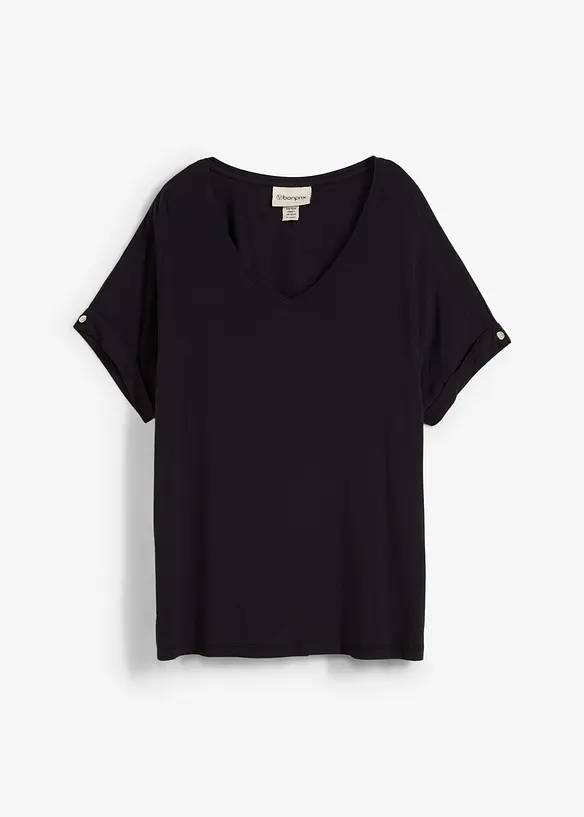Shirt aus fließendem Viskose-Mix in schwarz von vorne - bonprix Shirt aus fließendem Viskose-Mix in schwarz von vorne - bonprix