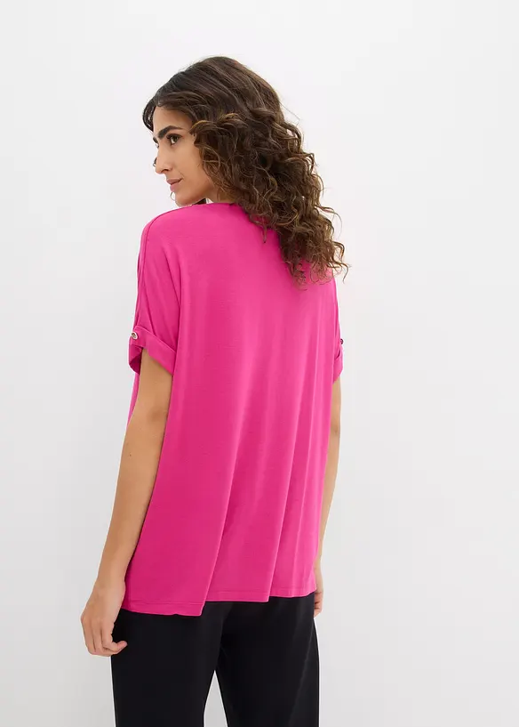 Shirt aus fließendem Viskose-Mix in pink von hinten (im Anschnitt) - bonprix Shirt aus fließendem Viskose-Mix in pink von hinten (im Anschnitt) - bonprix