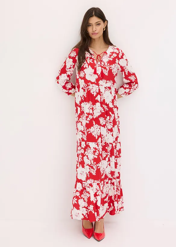 Maxikleid aus fließender Viskose in rot von vorne (Totalaufnahme) - bonprix