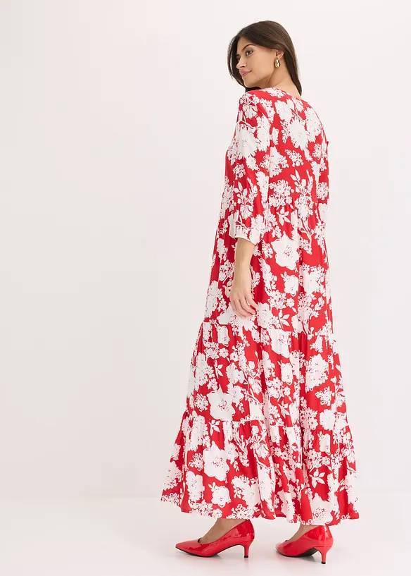 Maxikleid aus fließender Viskose in rot von hinten (Totalaufnahme) - bonprix