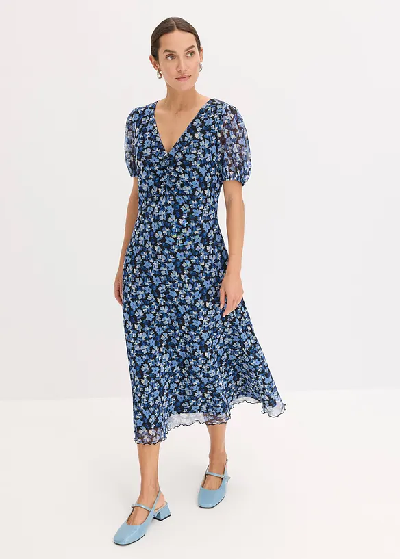 Midikleid aus Mesh in blau von vorne (Totalaufnahme) - bonprix Midikleid aus Mesh in blau von vorne (Totalaufnahme) - bonprix