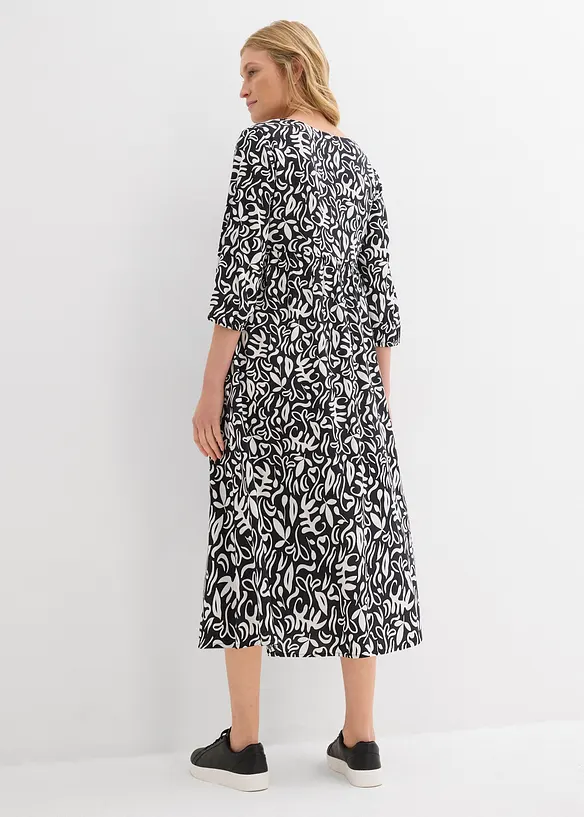 Kleid in Midilänge aus fließender Viskose in schwarz von hinten (Totalaufnahme) - bonprix Kleid in Midilänge aus fließender Viskose in schwarz von hinten (Totalaufnahme) - bonprix