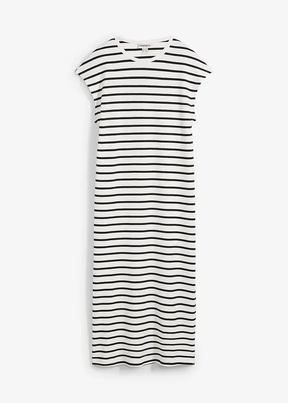 Jerseykleid aus reiner Baumwolle in weiß von vorne - bonprix