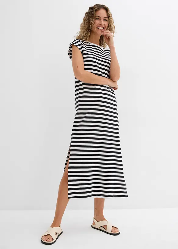 Jerseykleid aus reiner Baumwolle in schwarz von vorne (Totalaufnahme) - bonprix
