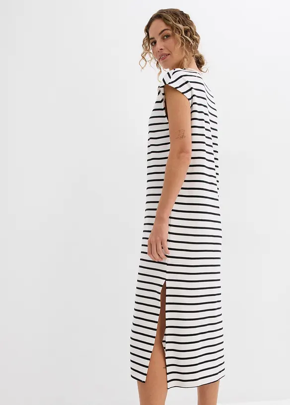 Jerseykleid aus reiner Baumwolle in weiß von hinten (Totalaufnahme) - bonprix