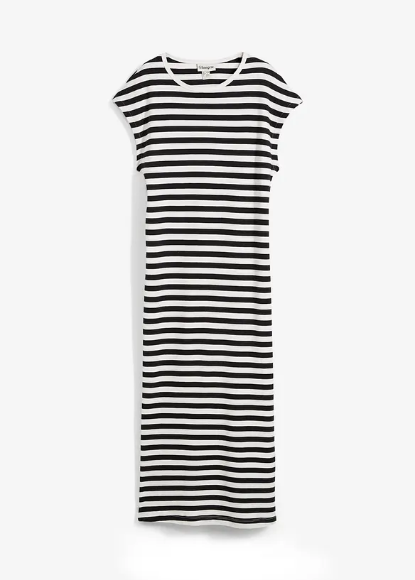 Jerseykleid aus reiner Baumwolle in schwarz von vorne - bonprix