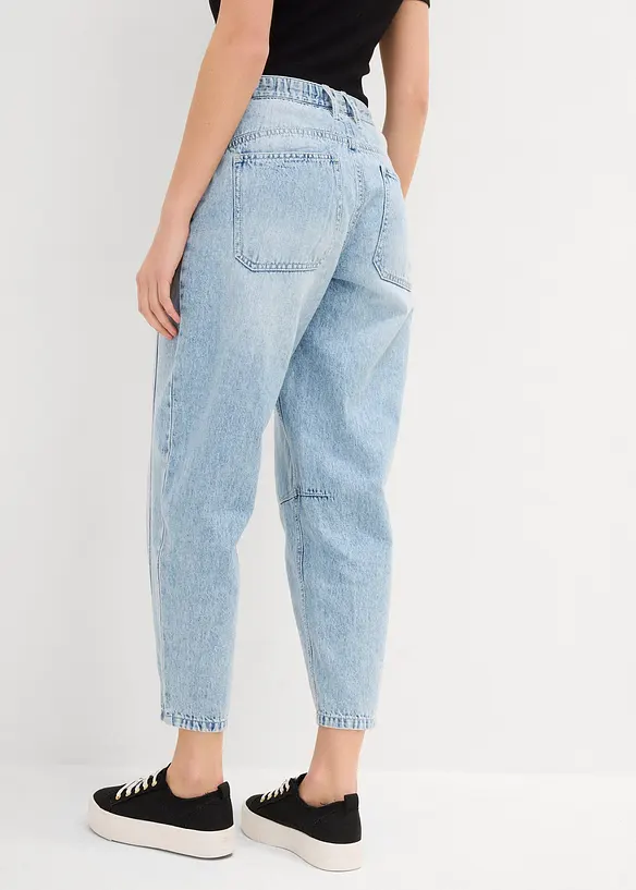 Barrel-Jeans Mid Waist, cropped in blau von hinten - bonprix