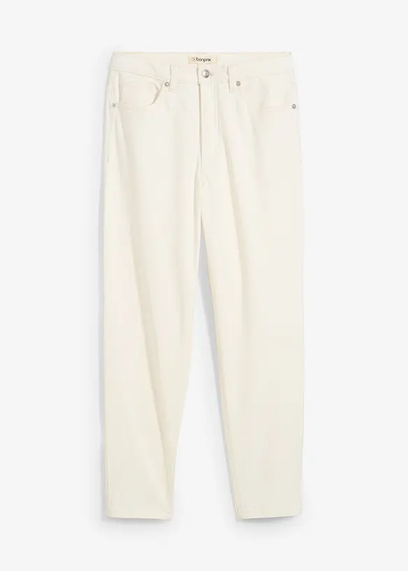Mom-Jeans High Waist, cropped in weiß von vorne - bonprix