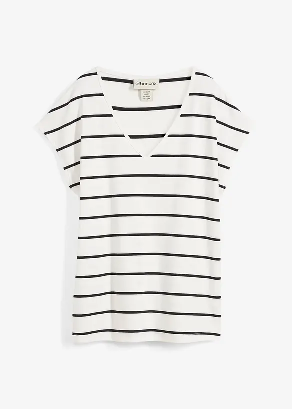 Gestreiftes Strickshirt in weiß von vorne - bonprix
