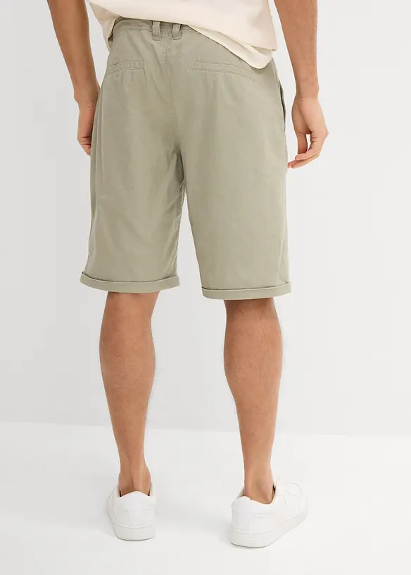 Regular Fit Bermuda aus luftigem Leinen-Mix in grün von hinten - bonprix