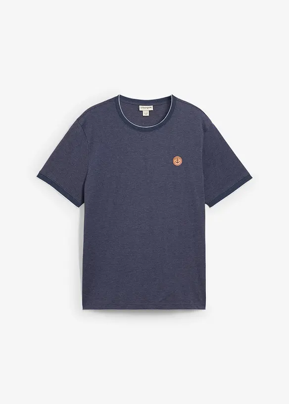 T-Shirt in Doppeloptik in Regular Fit in blau von vorne - bonprix