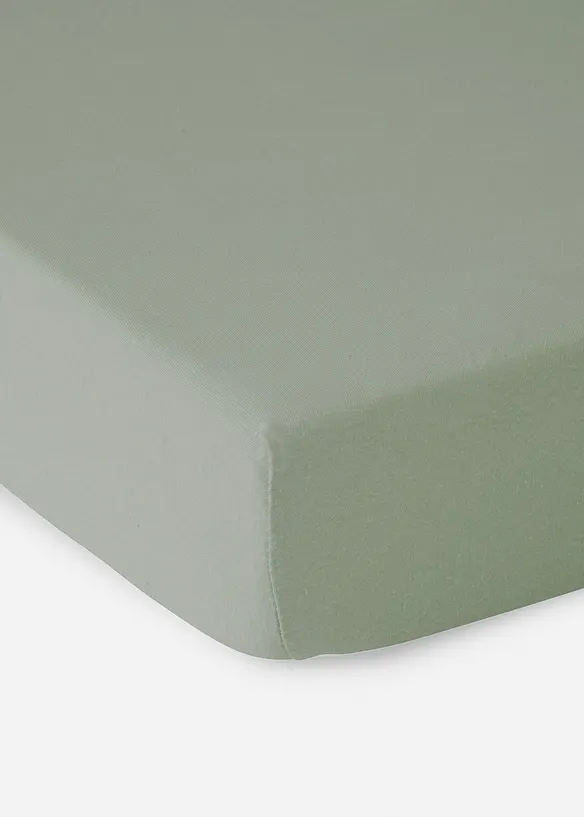 Jersey Spannbettlaken in Frühlingsfarben in grün von vorne - bonprix