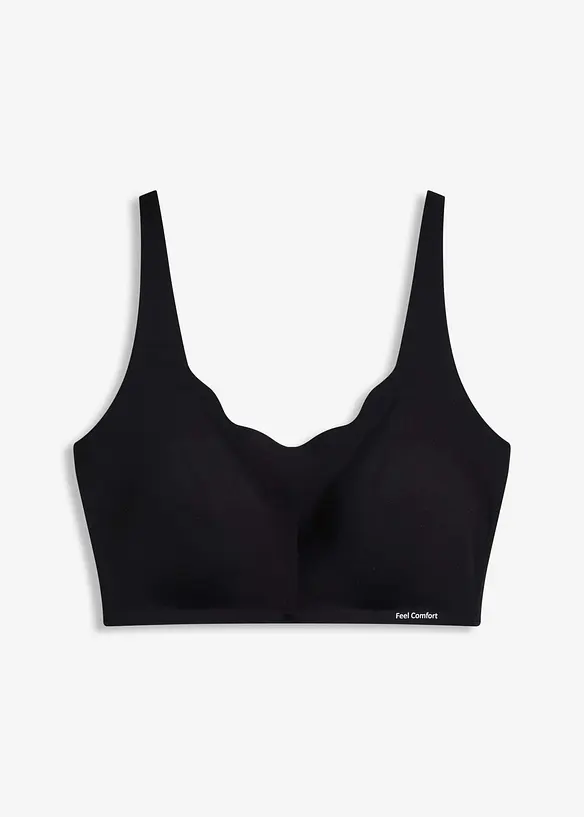 Wattierter Feel Comfort Lasercut T-Shirt-BH ohne Bügel in schwarz von vorne - bonprix Wattierter Feel Comfort Lasercut T-Shirt-BH ohne Bügel in schwarz von vorne - bonprix