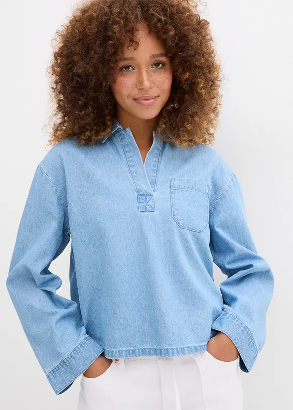 Jeans-Tunika in blau von vorne (im Anschnitt) - bonprix