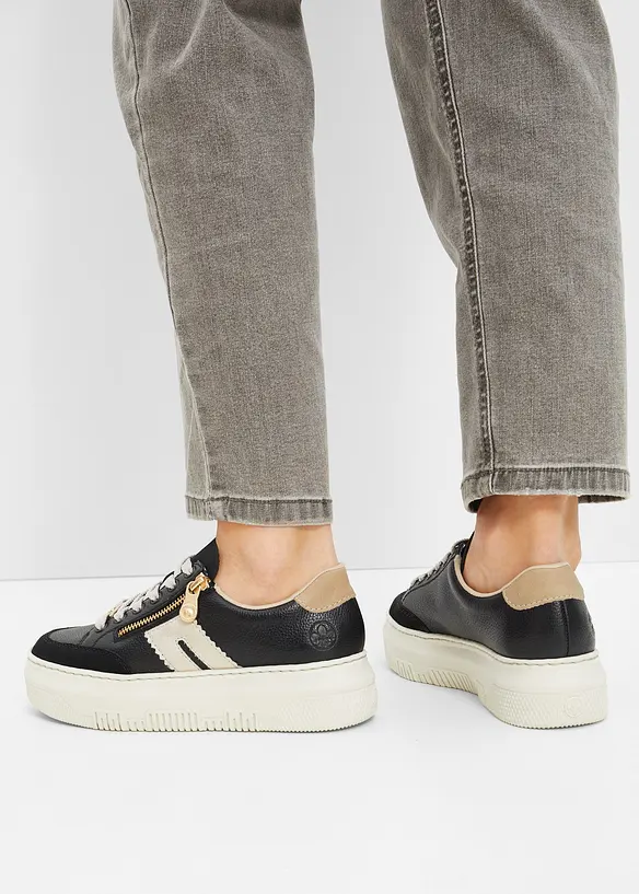 Rieker Komfort-Plateau-Sneaker aus Leder in schwarz - Rieker