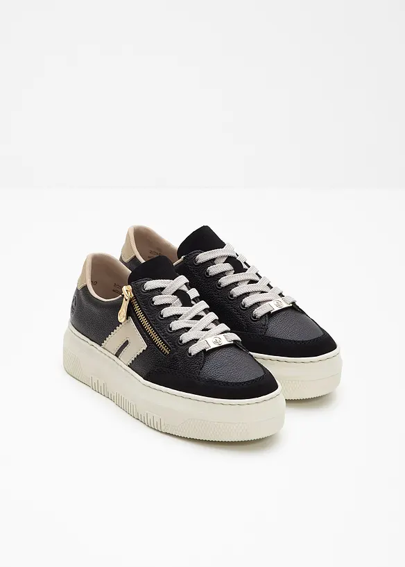 Rieker Komfort-Plateau-Sneaker aus Leder in schwarz - Rieker