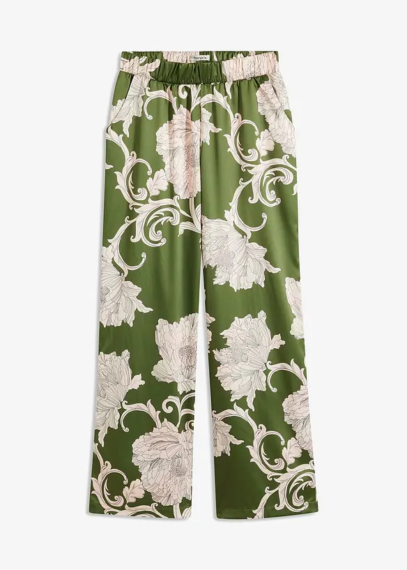Palazzo-Hose aus fließendem Satin in grün von vorne - bonprix Palazzo-Hose aus fließendem Satin in grün von vorne - bonprix