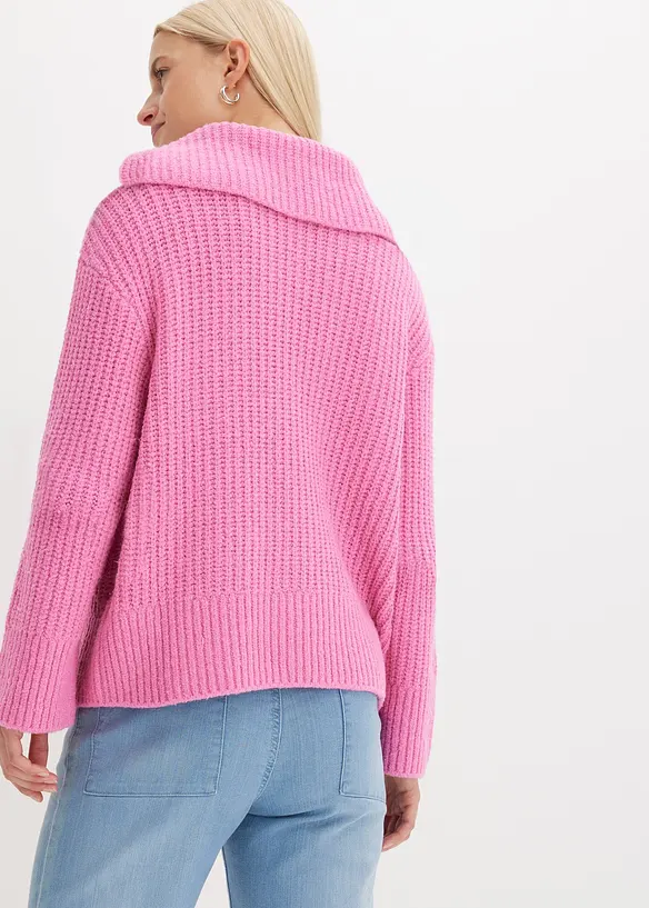 Grobstrick-Pullover in pink von hinten (im Anschnitt) - bonprix Grobstrick-Pullover in pink von hinten (im Anschnitt) - bonprix
