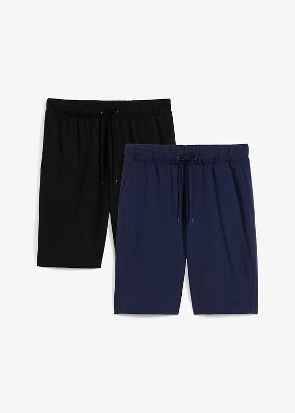 Jersey-Shorts (2er Pack) in blau von vorne - bonprix