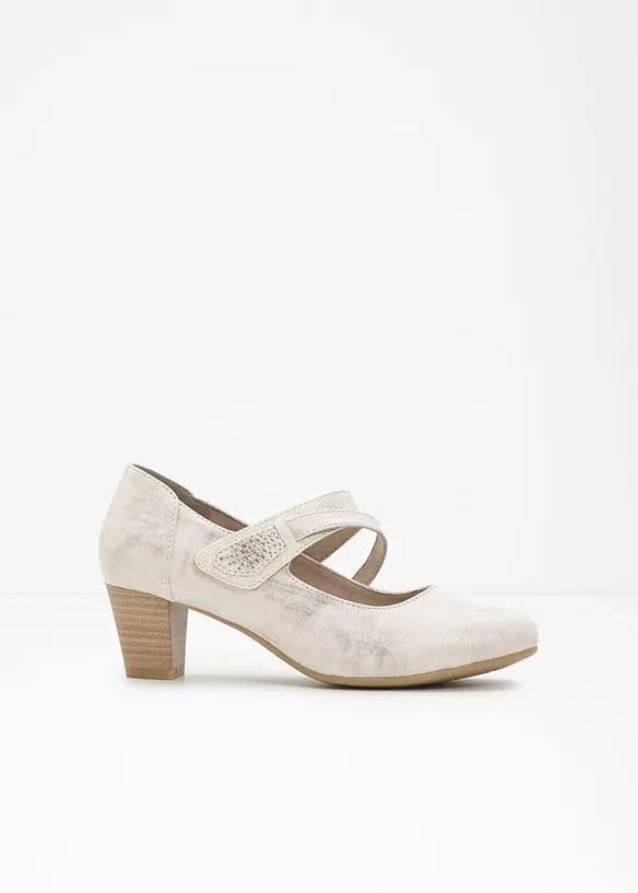 Jana Komfort-Spangenpumps in bequemer Weite in beige - Jana