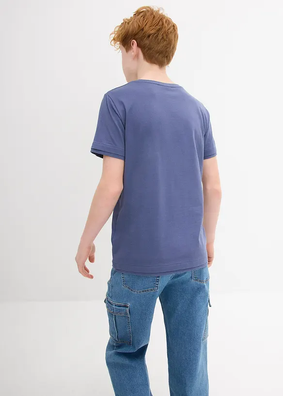 T-Shirt aus reiner Bio-Baumwolle (2er Pack) in blau von hinten (im Anschnitt) - bonprix
