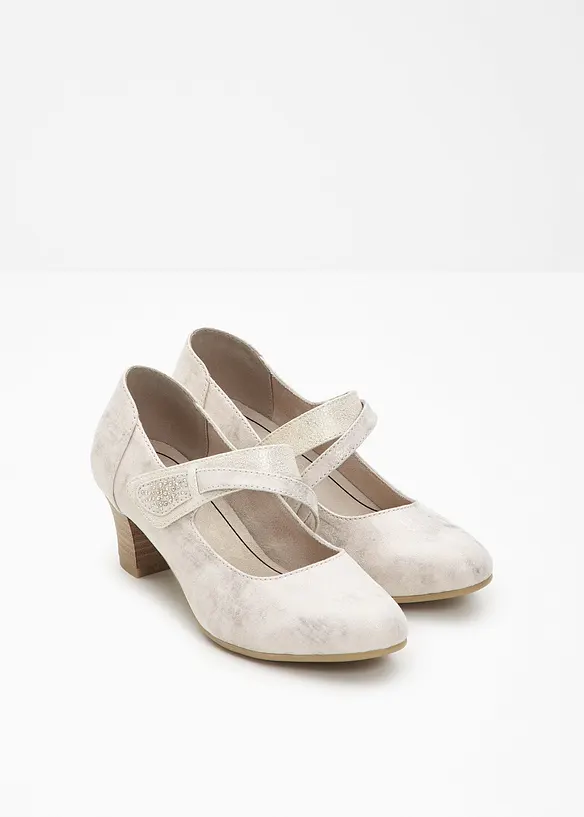 Jana Komfort-Spangenpumps in bequemer Weite in beige - Jana