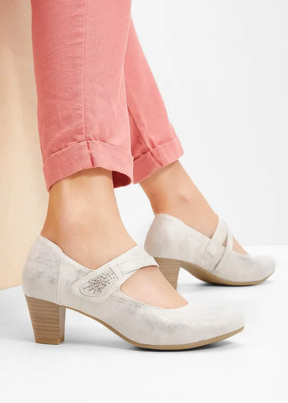 Jana Komfort-Spangenpumps in bequemer Weite in beige - Jana