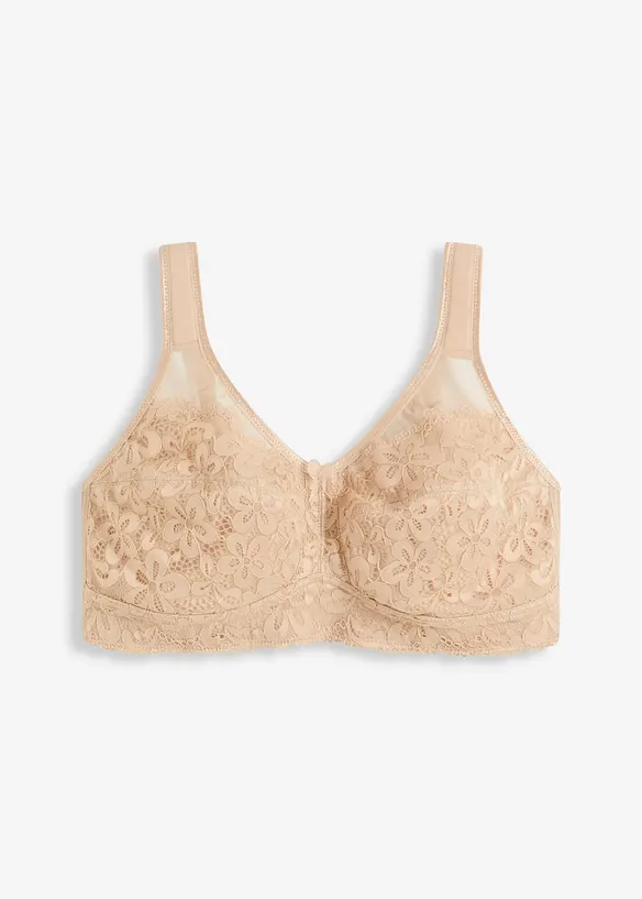 Entlastungs-BH ohne Bügel mit gepolsterten Trägern in beige von vorne - bonprix
