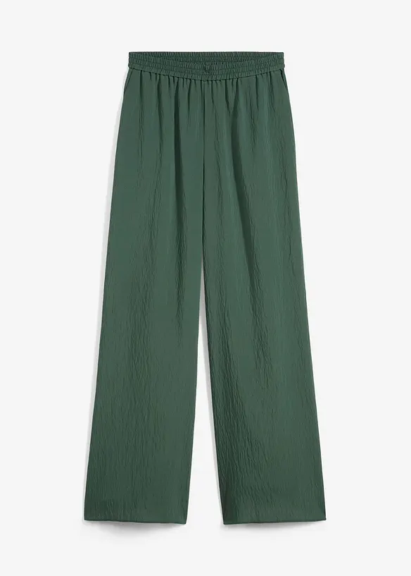 Hose aus strukturiertem Crinkle-Viskose-Mix in grün von vorne - bonprix