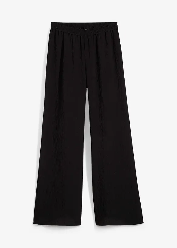 Hose aus strukturiertem Crinkle-Viskose-Mix in schwarz von vorne - bonprix