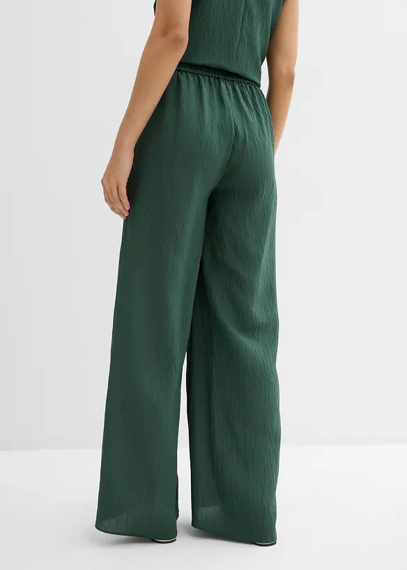 Hose aus strukturiertem Crinkle-Viskose-Mix in grün von hinten - bonprix