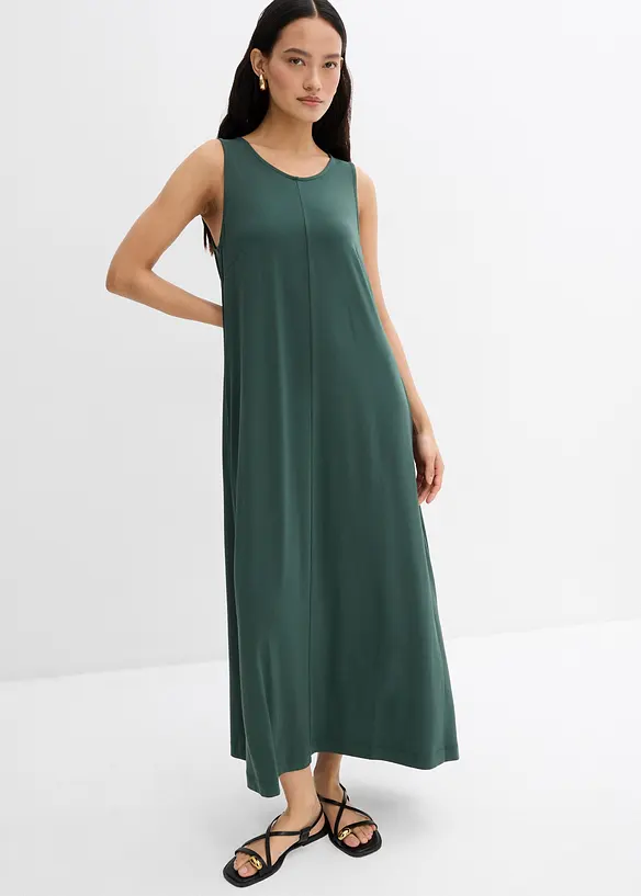 Midikleid in A-Linie in grün von vorne (Totalaufnahme) - bonprix