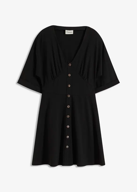 Tailliertes Minikleid in schwarz von vorne - bonprix