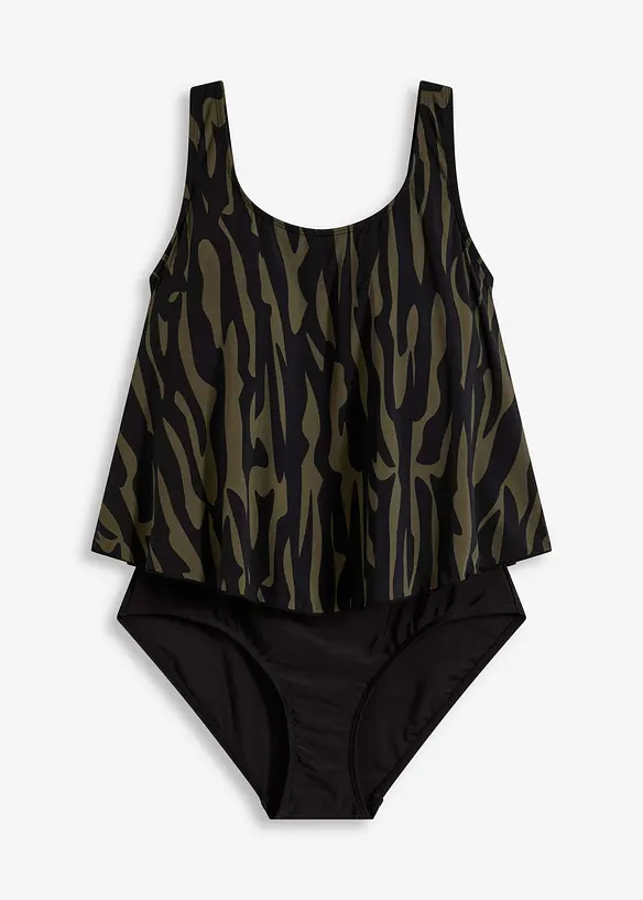 Badeanzug in Tankini-Optik in grün von vorne - bonprix