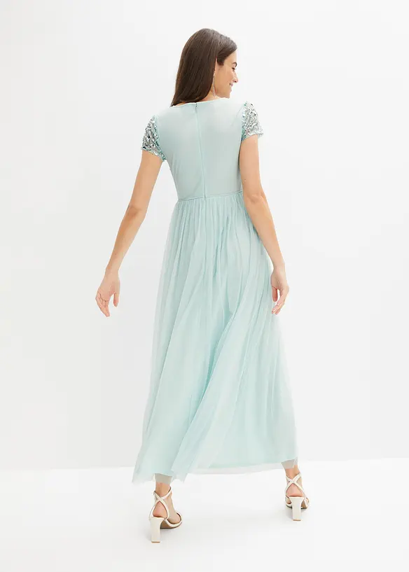 Maxikleid mit Paillettenstickerei in blau von hinten (Totalaufnahme) - bonprix Maxikleid mit Paillettenstickerei in blau von hinten (Totalaufnahme) - bonprix