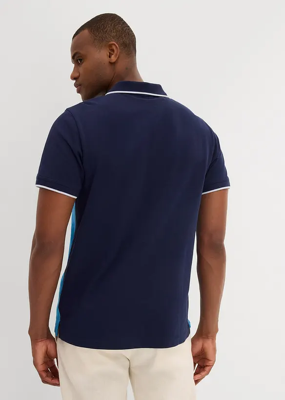 Piqué-Poloshirt aus reiner Bio-Baumwolle, Kurzarm in blau von hinten (im Anschnitt) - bonprix