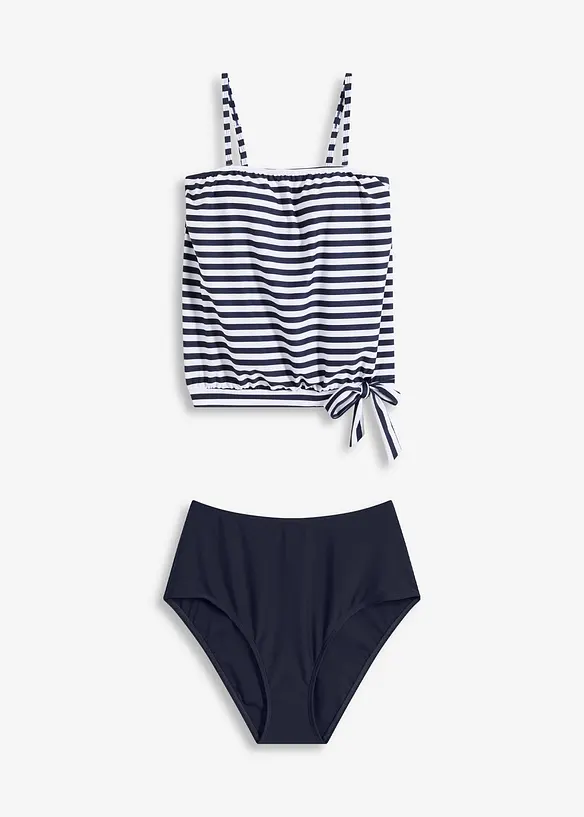 Oversize-Tankini mit abnehmbaren Trägern (2-tlg.Set) in blau von vorne - bonprix